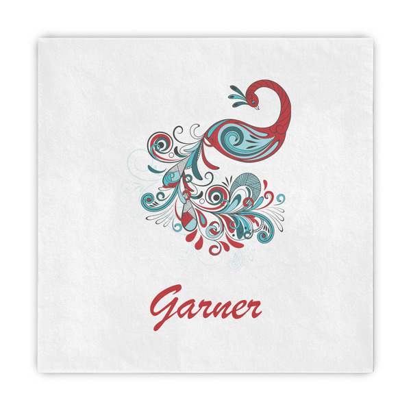 Custom Peacock Decorative Paper Napkins (Personalized)