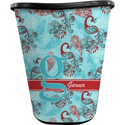 Peacock Waste Basket - Double Sided (Black) (Personalized)