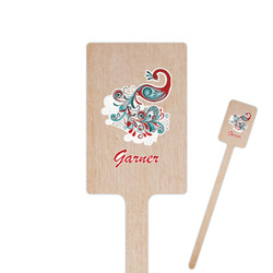 Peacock 6.25" Rectangle Wooden Stir Sticks - Single Sided (Personalized)