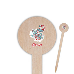 Peacock 6" Round Wooden Food Picks - Double Sided (Personalized)