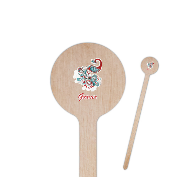 Custom Peacock 7.5" Round Wooden Stir Sticks - Double Sided (Personalized)