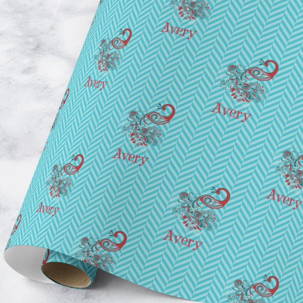 Custom Peacock Wrapping Paper Roll - Large - Matte (Personalized)