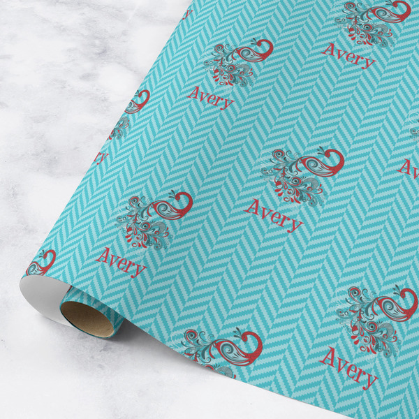 Custom Peacock Wrapping Paper Roll - Medium - Matte (Personalized)