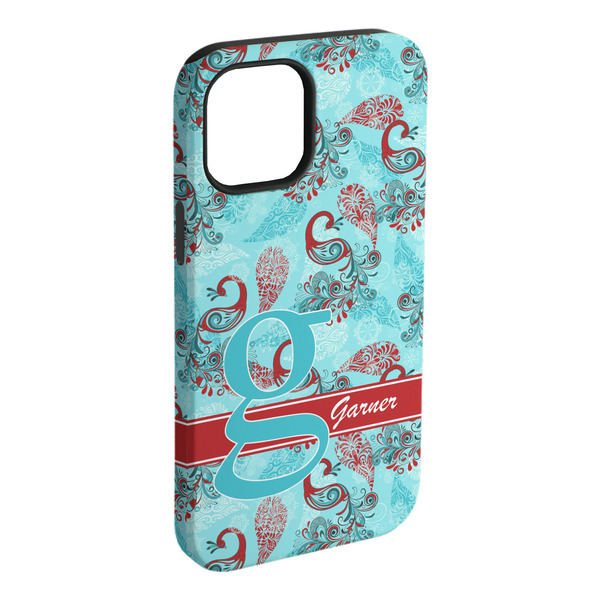 Custom Peacock iPhone Case - Rubber Lined - iPhone 15 Plus (Personalized)