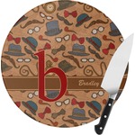 Vintage Hipster Round Glass Cutting Board - Small (Personalized)