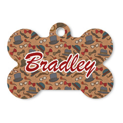 Vintage Hipster Bone Shaped Dog ID Tag - Large (Personalized)