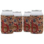 Vintage Hipster Can Cooler (12 oz) - Set of 4 w/ Name and Initial