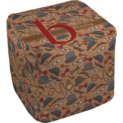 Vintage Hipster Cube Pouf Ottoman - 18" (Personalized)