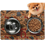 Vintage Hipster Dog Food Mat - Small w/ Name and Initial