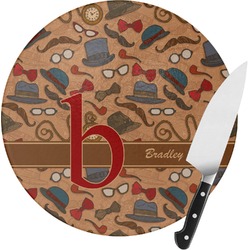 Vintage Hipster Round Glass Cutting Board (Personalized)