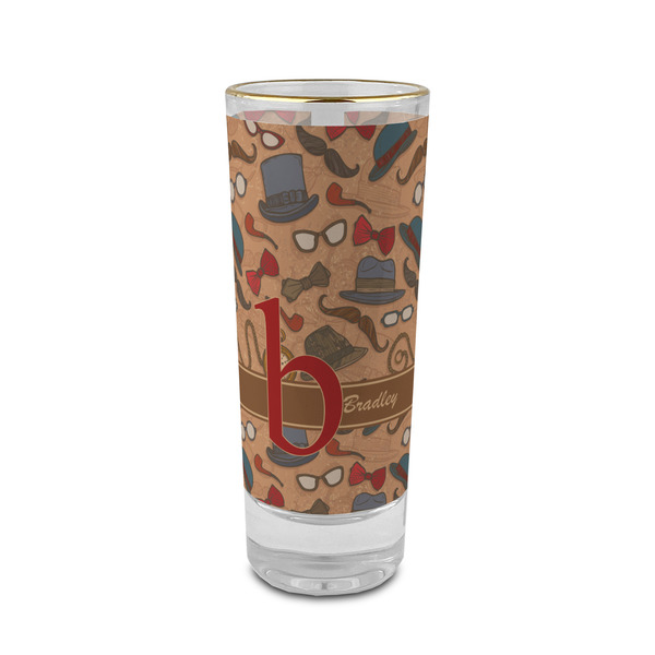 Custom Vintage Hipster 2 oz Shot Glass -  Glass with Gold Rim - Single (Personalized)