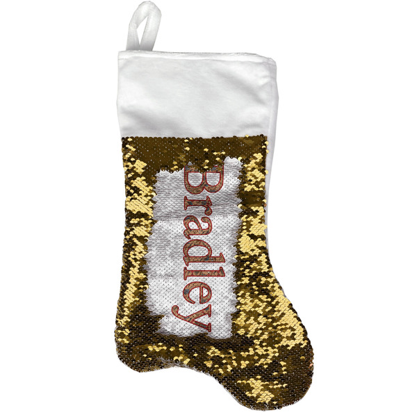 Custom Vintage Hipster Reversible Sequin Stocking - Gold (Personalized)