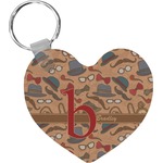 Vintage Hipster Heart Plastic Keychain w/ Name and Initial