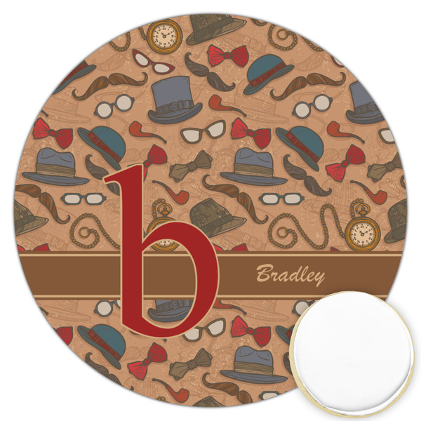 Custom Vintage Hipster Printed Cookie Topper - 3.25" (Personalized)