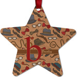 Vintage Hipster Metal Star Ornament - Double Sided w/ Name and Initial