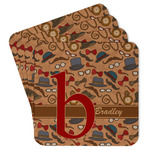 Vintage Hipster Paper Coasters w/ Name and Initial