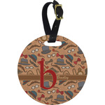 Vintage Hipster Plastic Luggage Tag - Round (Personalized)