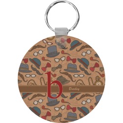 Vintage Hipster Round Plastic Keychain (Personalized)