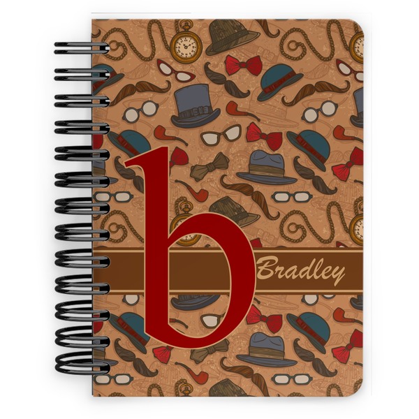 Custom Vintage Hipster Spiral Notebook - 5x7 w/ Name and Initial