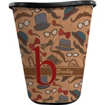 Vintage Hipster Waste Basket - Single Sided (Black) (Personalized)