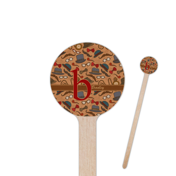 Custom Vintage Hipster 7.5" Round Wooden Stir Sticks - Double Sided (Personalized)