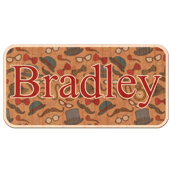 Custom Vintage Hipster Genuine Maple or Cherry Wood Sticker (Personalized)