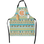 Teal Ribbons & Labels Apron With Pockets w/ Monogram