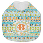 Teal Ribbons & Labels Jersey Knit Baby Bib w/ Monogram