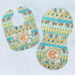 Teal Ribbons & Labels Baby Bib & Burp Set w/ Monogram