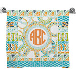 Teal Ribbons & Labels Bath Towel (Personalized)