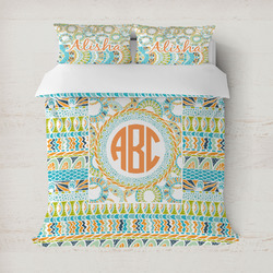 Teal Ribbons & Labels Duvet Cover Set - Full / Queen (Personalized)