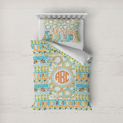 Teal Ribbons & Labels Duvet Cover Set - Twin (Personalized)