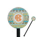 Teal Ribbons & Labels 5.5" Round Plastic Stir Sticks - Black - Single Sided (Personalized)