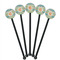 Teal Ribbons & Labels Black Plastic 5.5" Stir Stick - Round - Fan View