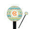 Teal Ribbons & Labels Black Plastic 7" Stir Stick - Round - Closeup