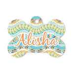 Teal Ribbons & Labels Bone Shaped Dog ID Tag - Small (Personalized)