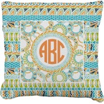 Teal Ribbons & Labels Faux-Linen Throw Pillow (Personalized)