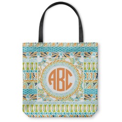 Teal Ribbons & Labels Canvas Tote Bag (Personalized)