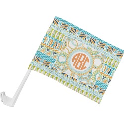 Teal Ribbons & Labels Car Flag - Small w/ Monogram