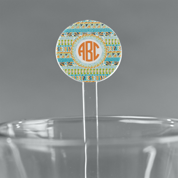 Custom Teal Ribbons & Labels 7" Round Plastic Stir Sticks - Clear (Personalized)