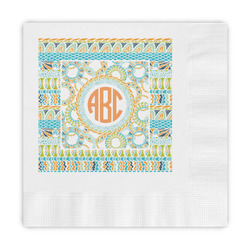 Teal Ribbons & Labels Embossed Decorative Napkins (Personalized)