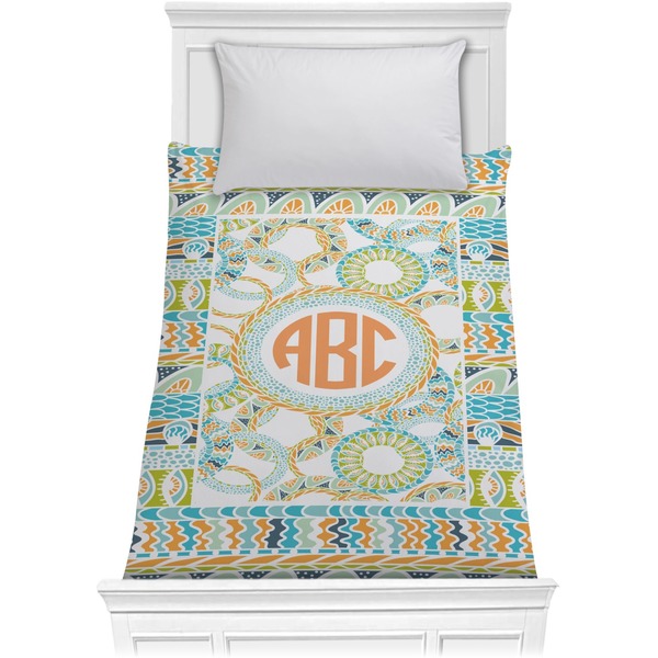 Custom Teal Ribbons & Labels Comforter - Twin XL (Personalized)