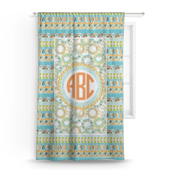 Custom Teal Ribbons & Labels Curtain Panel - Custom Size (Personalized)