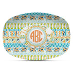 Teal Ribbons & Labels Plastic Platter - Microwave & Oven Safe Composite Polymer (Personalized)