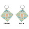 Teal Ribbons & Labels Diamond Keychain (Front + Back)