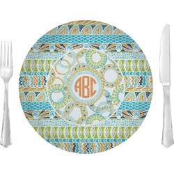 Teal Ribbons & Labels 10" Glass Lunch / Dinner Plates - Single or Set (Personalized)