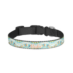 Teal Ribbons & Labels Dog Collar - Small (Personalized)