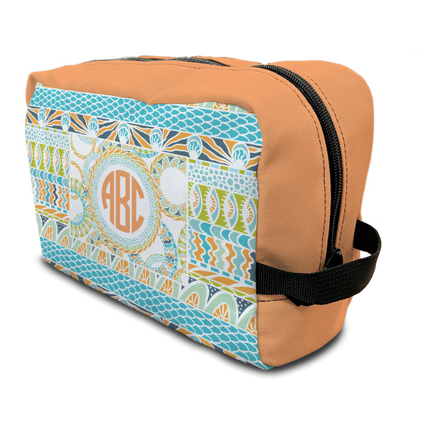 Custom Teal Ribbons & Labels Toiletry Bag / Dopp Kit (Personalized)