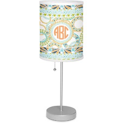 Teal Ribbons & Labels 7" Drum Lamp with Shade Polyester (Personalized)