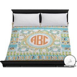 Teal Ribbons & Labels Duvet Cover - King (Personalized)